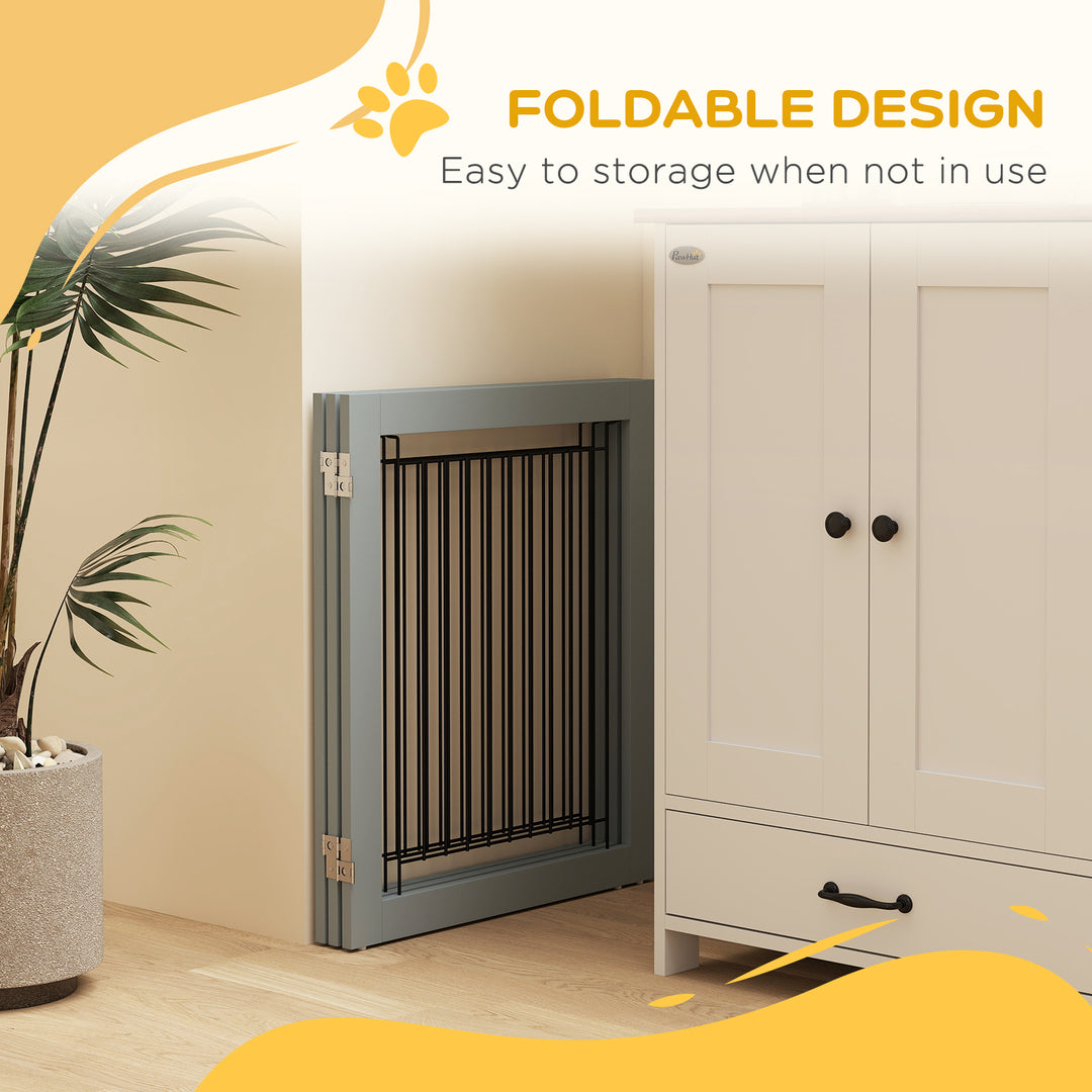 PawHut Freestanding Pet Gate, Folding Dog Gate with 2 Support Feet, 24" High, 3 Panels, for Small Dogs, Indoor Use - White