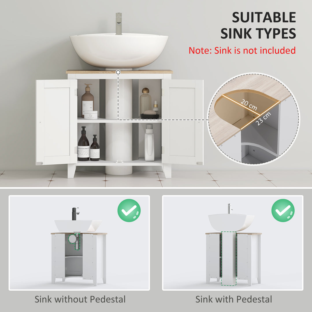 kleankin Bathroom Sink Vanity Unit, Under Sink Bathroom Cabinet with U-Shape Design and Adjustable Shelf, White