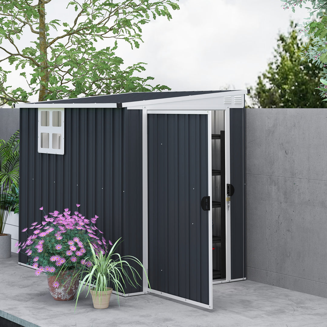 Outsunny 4' x 6' Outdoor Storage Shed, Metal Garden Shed with Window, 2 Vents and Lockable Door for Backyard, Garden, Patio