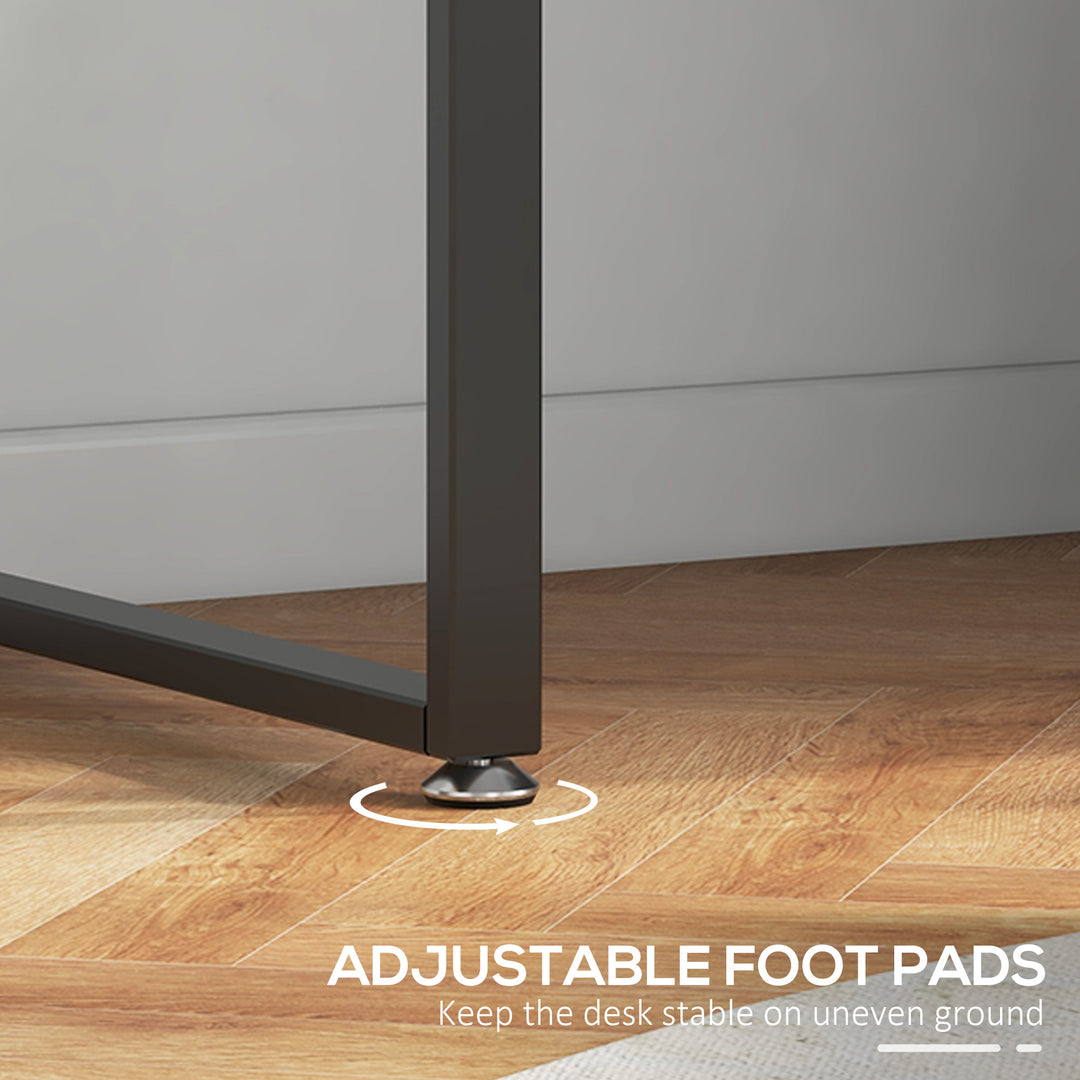 HOMCOM 47" Computer Desk Writing Table Workstation with Multi-Use Reversible File Drawers Metal Frame Home Office Furniture, White