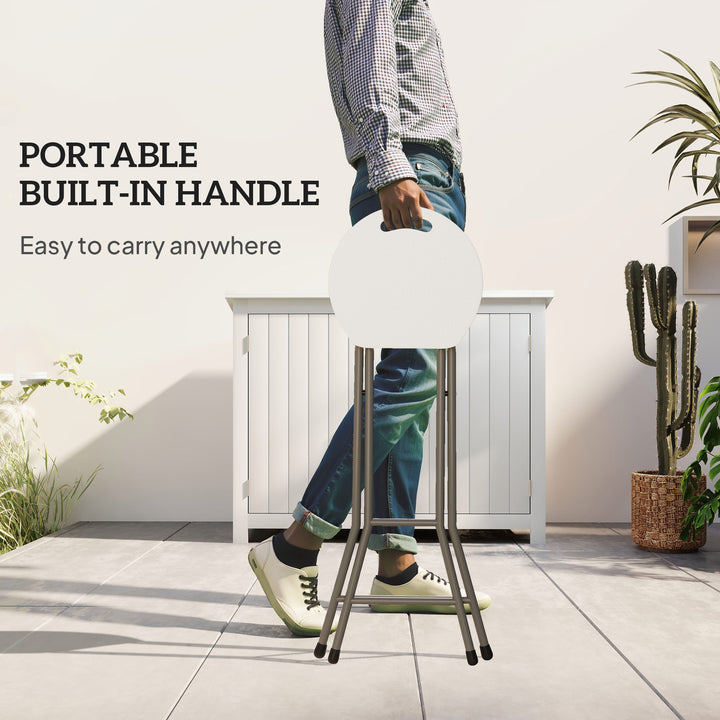 Outsunny Set of 4 Folding Outdoor Bar Stools, 29" Counter Height Stools with Handle, Indoor Outdoor Stool Chair with Footrest