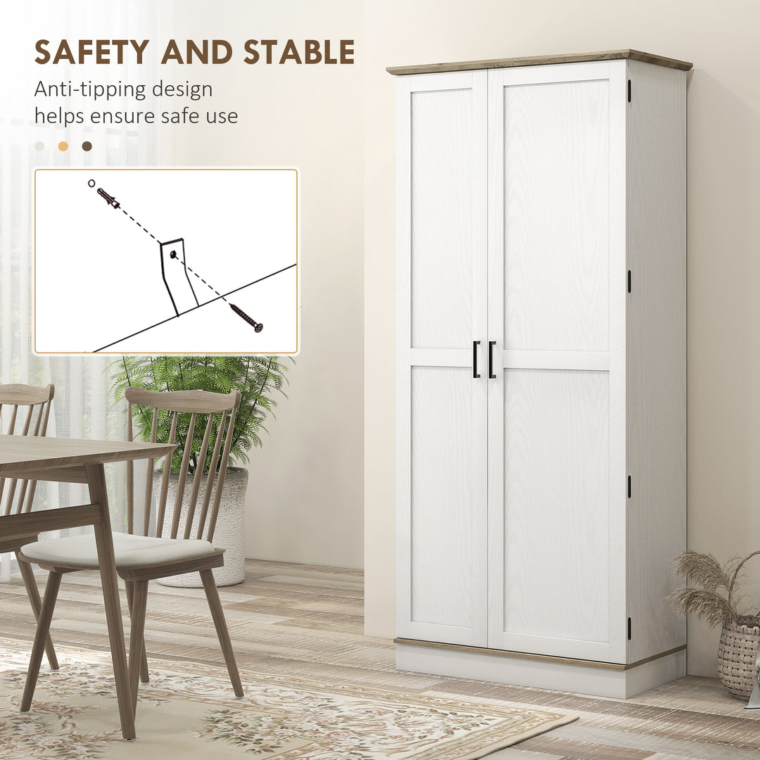 HOMCOM 70" Tall Kitchen Pantry Cabinet with Door Shelves and Adjustable Shelves, Black Wood Grain