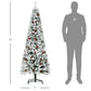 HOMCOM 9-foot Pencil Snow Flocked Artificial Christmas Tree with 1350 Pine Realistic Branches, Pine Cones, Red Berries, Auto Open, Green