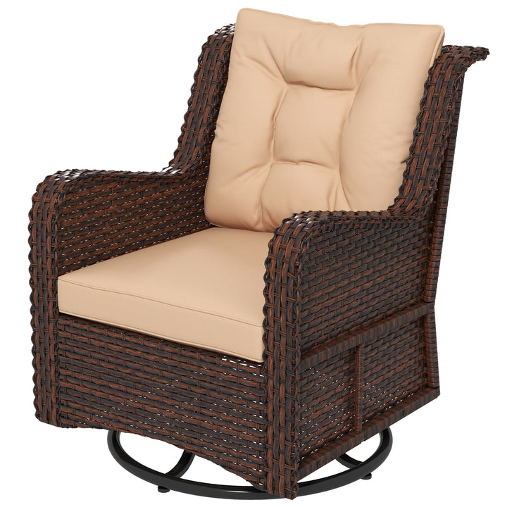 Outsunny PE Rattan 360° Swivel Patio Chair with Cushion, Brown