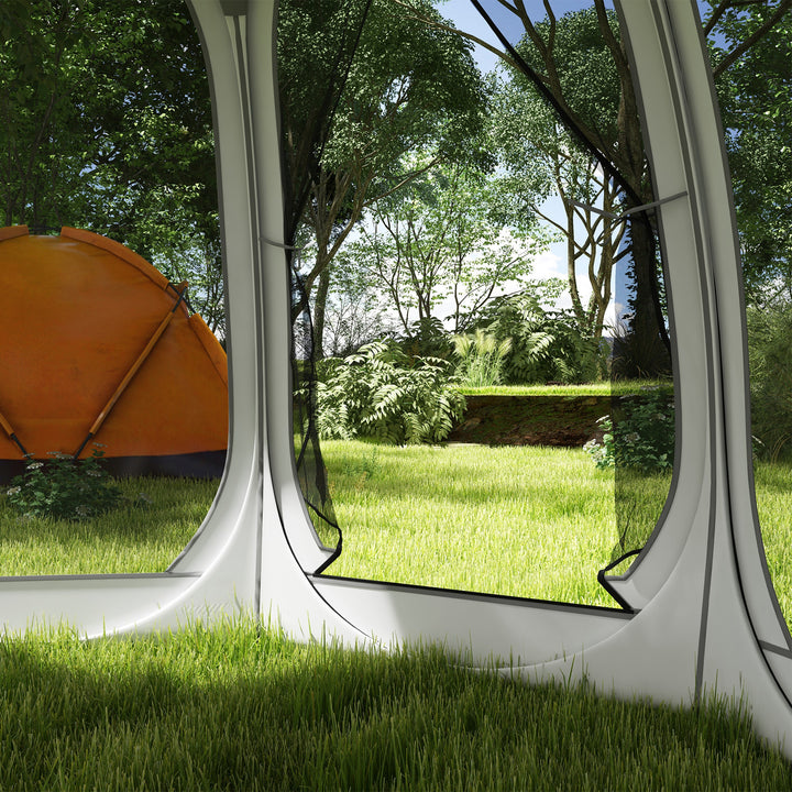 Outsunny 11' x 11.5' Screen Tent, Pop Up Camping Gazebo with Portable Carry Bag and 2 Doors, Cream White