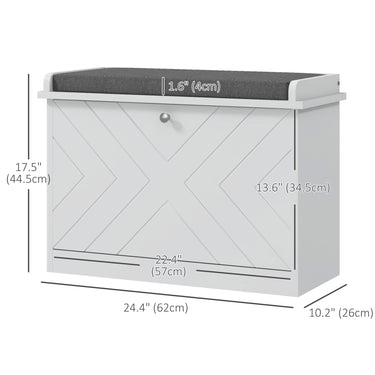 HOMCOM Shoe Storage with Seat, Upholstered Hallway Bench, Shoe Bench with Flip Drawer, Adjustable Shelf for 6 Pairs of Shoes