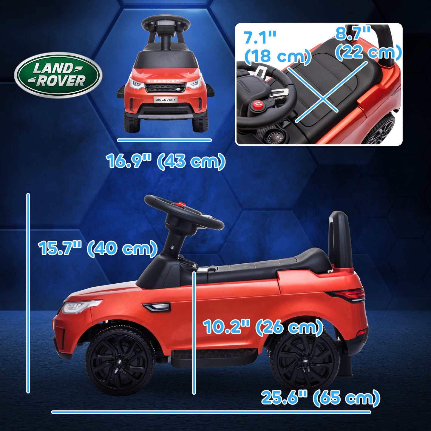 Qaba 2 in 1 6V Land Rover Licensed Electric Car for Kids, Sliding Car with Music Horn Headlights, for 18-60 Months White