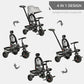 Qaba Tricycle for Toddler 4 in 1 Kids Trike with Reversible Adjustable Seat, Baby Push Bike with Removable Handle, Canopy, Belt Storage Brake Clutch for 1-5 Years, Red