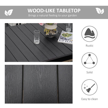 Outsunny Aluminum Outdoor Dining Table for 6, Patio Rectangular Table, 55" L x 35.5" W x 29.25" H, Black