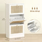 HOMCOM Rattan Shoe Storage Cabinet with 3 Flip Drawers and Adjustable Shelves, Entryway Shoe Cabinet for 18 Pairs, Black