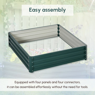 Outsunny 4' x 4' x 1' Raised Garden Bed Galvanized Steel Planter Box for Vegetables, Flowers, Herbs, Green
