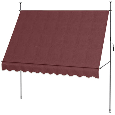 Outsunny 10' x 4' Manual Retractable Awning, Non-Screw Freestanding Patio Awning, UV Resistant, for Window or Door, Wine Red