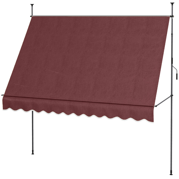 Outsunny 10' x 4' Manual Retractable Awning, Non-Screw Freestanding Patio Awning, UV Resistant, for Window or Door, Wine Red