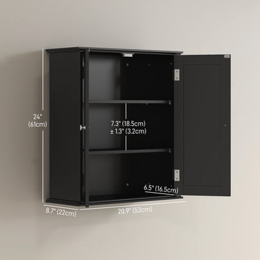 HOMCOM Bathroom Medicine Cabinet, Wall Cabinet with 2 Doors and Adjustable Shelf, Space Saver Over Toilet Cabinet