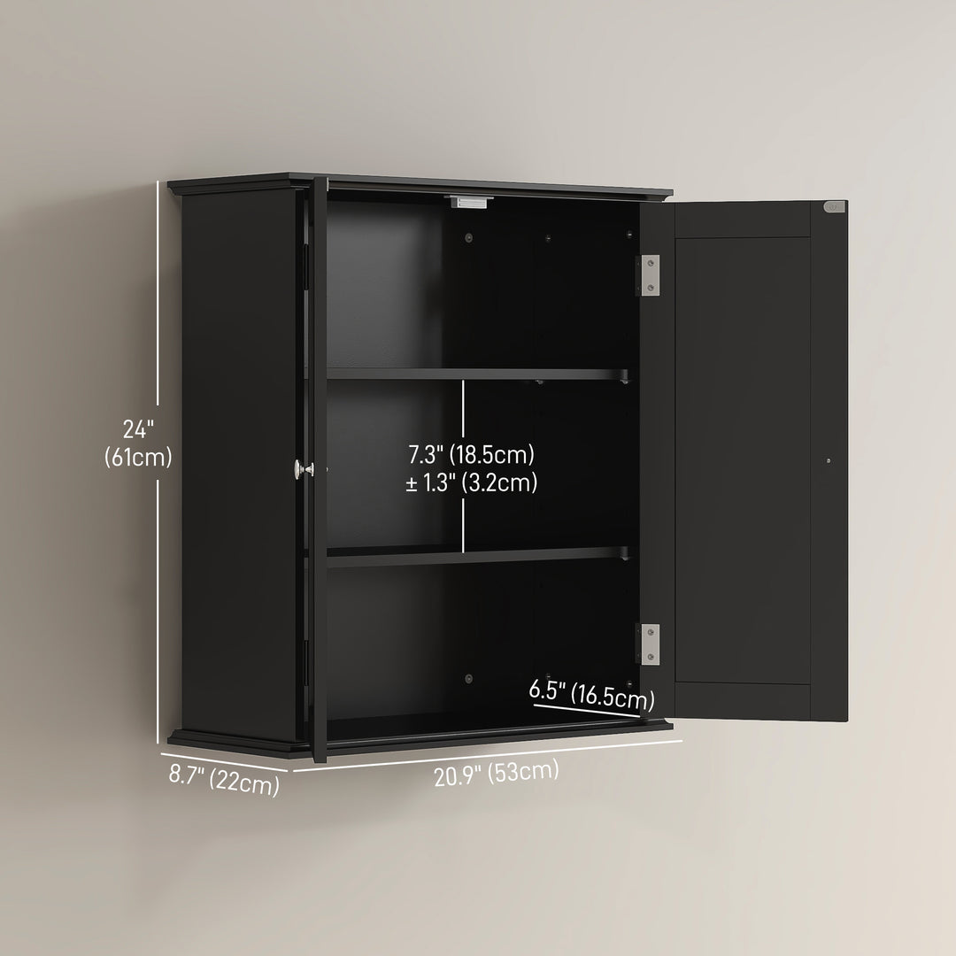 HOMCOM Bathroom Medicine Cabinet, Wall Cabinet with 2 Doors and Adjustable Shelf, Space Saver Over Toilet Cabinet