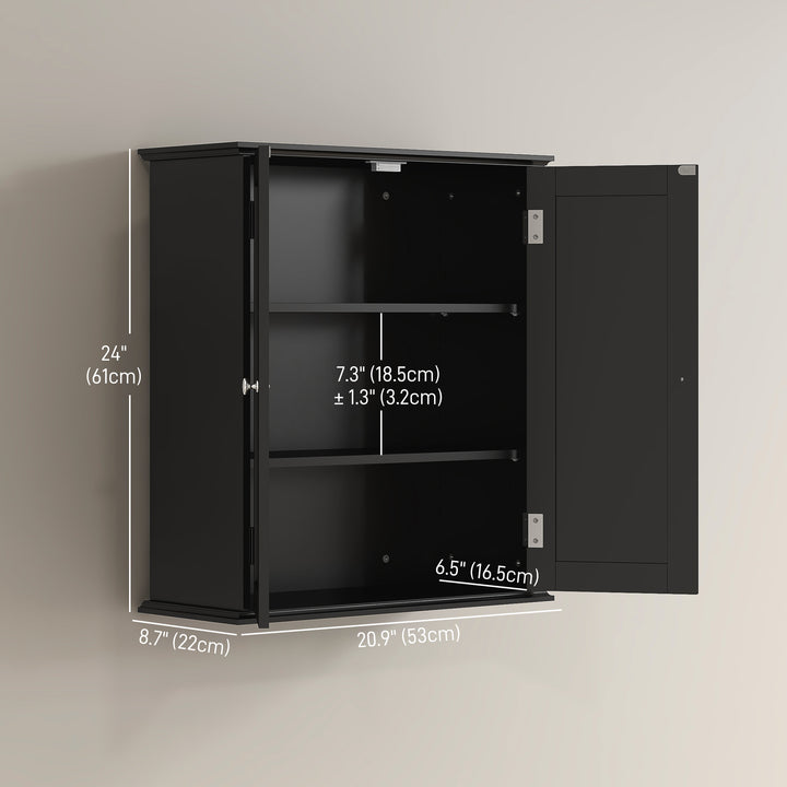 HOMCOM Bathroom Medicine Cabinet, Wall Cabinet with 2 Doors and Adjustable Shelf, Space Saver Over Toilet Cabinet