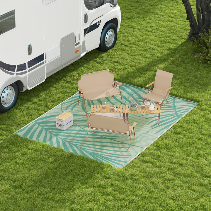 Outsunny Reversible Outdoor Rug with Carry Bag, 9' x 12' Waterproof Rug, Portable RV Camping Carpet for Backyard