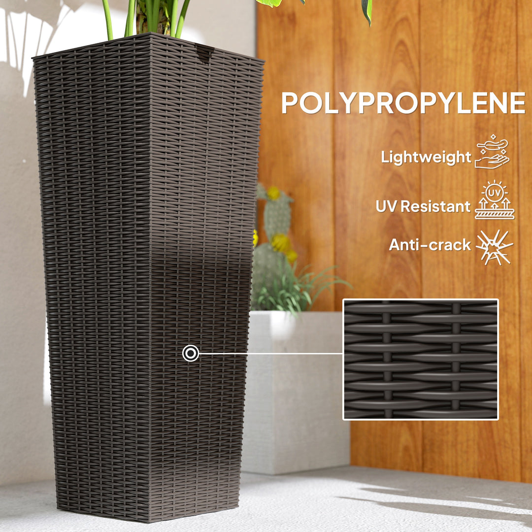 Outsunny Set of 2 Tall Planters for Outdoor Plants with Drainage Holes, Outdoor Flower Pots for Entryway, Patio and Deck