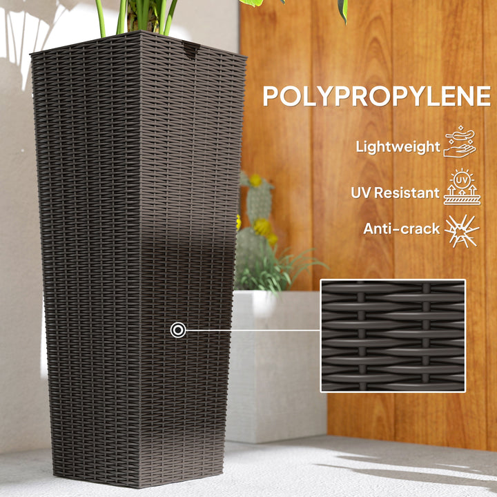 Outsunny Set of 2 Tall Planters for Outdoor Plants with Drainage Holes, Outdoor Flower Pots for Entryway, Patio and Deck