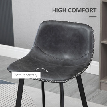 HOMCOM Counter Height Stools Set of 2, Upholstered Kitchen Stool with Back and Steel Legs