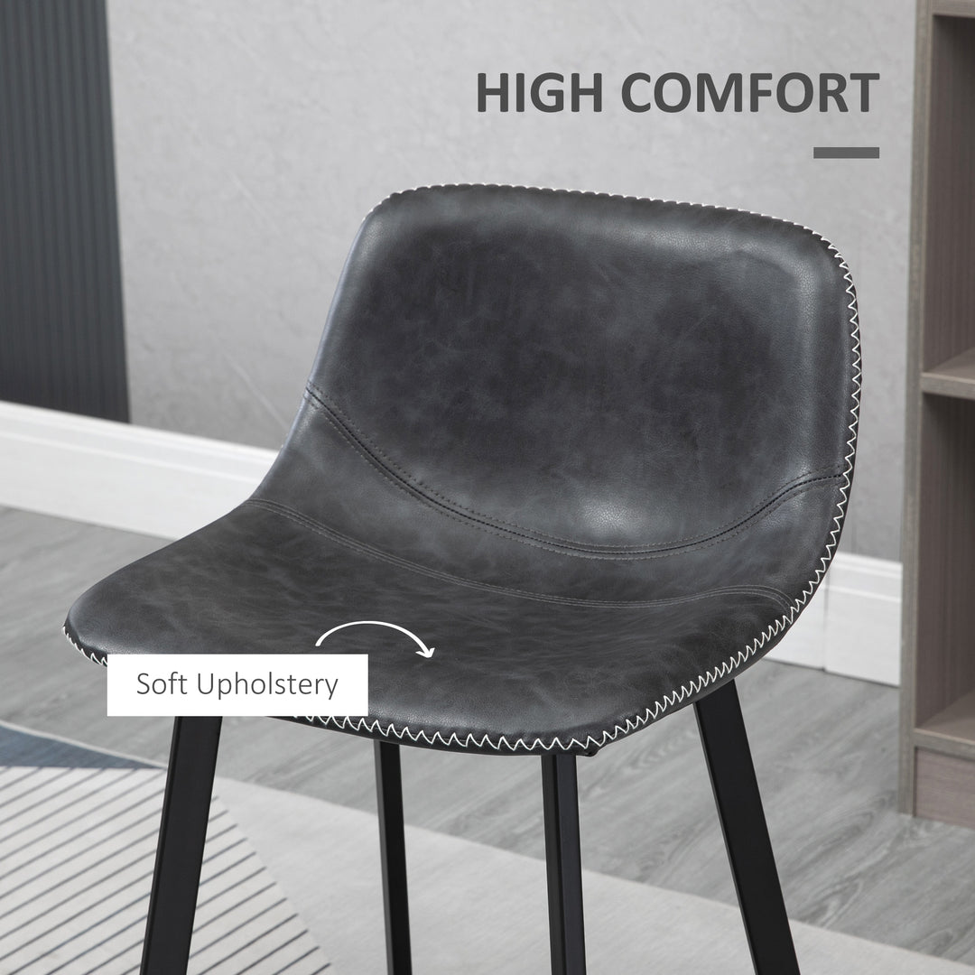 HOMCOM Counter Height Stools Set of 2, Upholstered Kitchen Stool with Back and Steel Legs