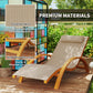 Outsunny Outdoor Wood Chaise Lounge Chair Recliner Patio Camping with Headrest, Teak & Black