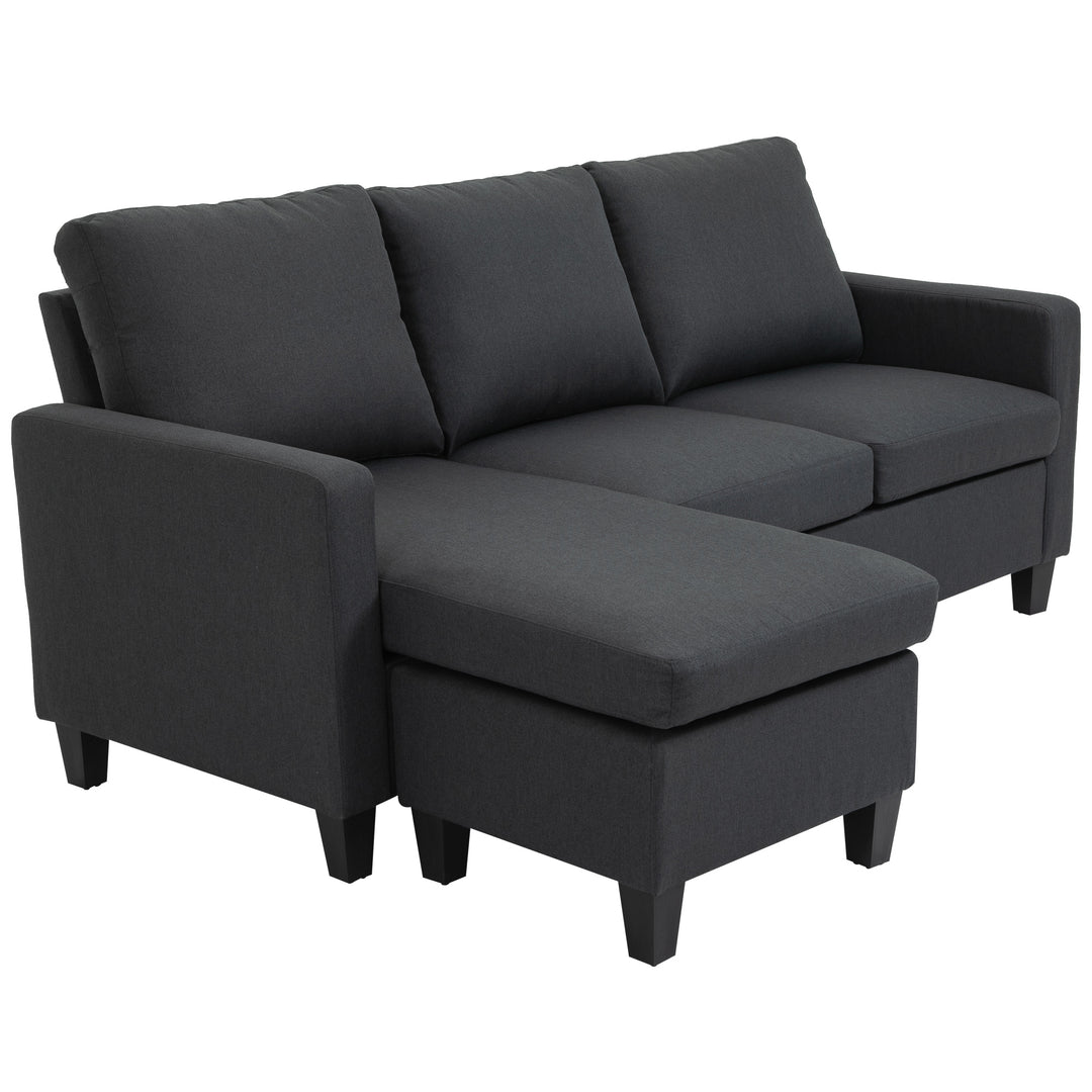 HOMCOM L-Shape Sofa, Modern Sectional Couch with Ottoman, Corner Sofa for Living Room, Dark Grey