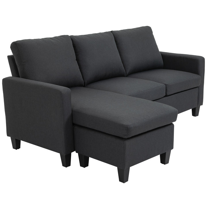 HOMCOM L-Shape Sofa, Modern Sectional Couch with Ottoman, Corner Sofa for Living Room, Dark Grey