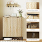 HOMCOM Shoe Storage Cabinet for 15 Pairs, Freestanding Shoe Cabinet with Doors and Adjustable Shelves for Hallway, Oak