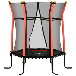 Soozier 64" Kids Trampoline Indoor/Outdoo with Enclosure Net Elastic Thick Padded Pole Gift for Ages 3-10 Years Old Red