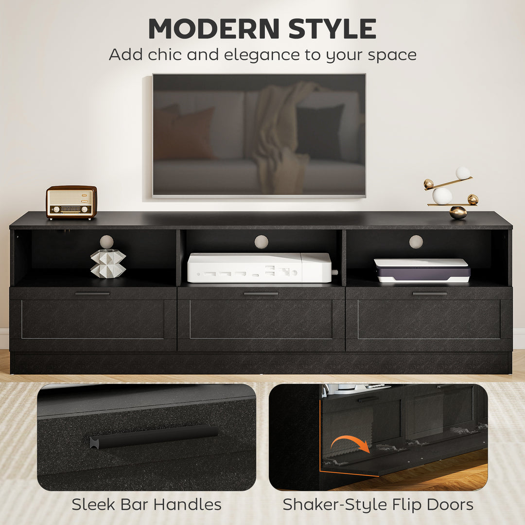 HOMCOM TV Stand with Storage, Modern Entertainment Center with 3 Cabinets and 3 Open Shelves, for TVs up to 85", White