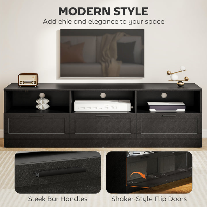 HOMCOM TV Stand with Storage, Modern Entertainment Center with 3 Cabinets and 3 Open Shelves, for TVs up to 85", White