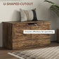 HOMCOM 39.4 Inches Storage Chest, Storage Trunk with 2 Safety Hinges, Wooden Box for Living Room, Black Wood Grain