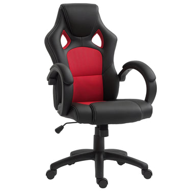 HOMCOM Racing Gaming Chair Office Chair Computer Desk Gamer Chair with Swivel Wheels, Padded Headrest, Tilt Function, Red