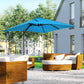 Outsunny 8' x 8' Square Patio Hanging Offset Umbrella with 360Â° Rotation, Aluminum Outdoor Cantilever Parasol with Crank & Tilt, Sun Canopy Shelter with Cross Base, Dark Blue