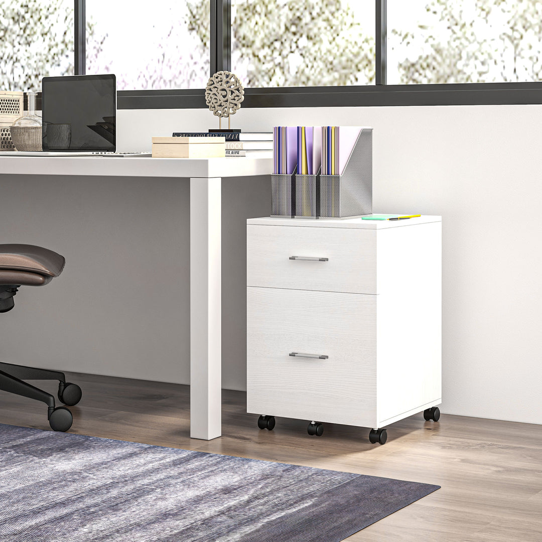 Vinsetto Mobile Filing Cabinet, Vertical File Cabinet with 2 Drawers, Wheels, for Letter or A4 File, Natural