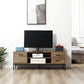 HOMCOM TV Stand for TV up to 50 Inches, TV Cabinet with Door, Open Storage and Drawers, TV Table with Steel Legs, Dark Walunt