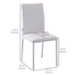 HOMCOM Modern Dining Chairs Set of 4, Upholstered Faux Leather Kitchen Chairs with Rhombic Tufting and Metal Legs for Living Room, White