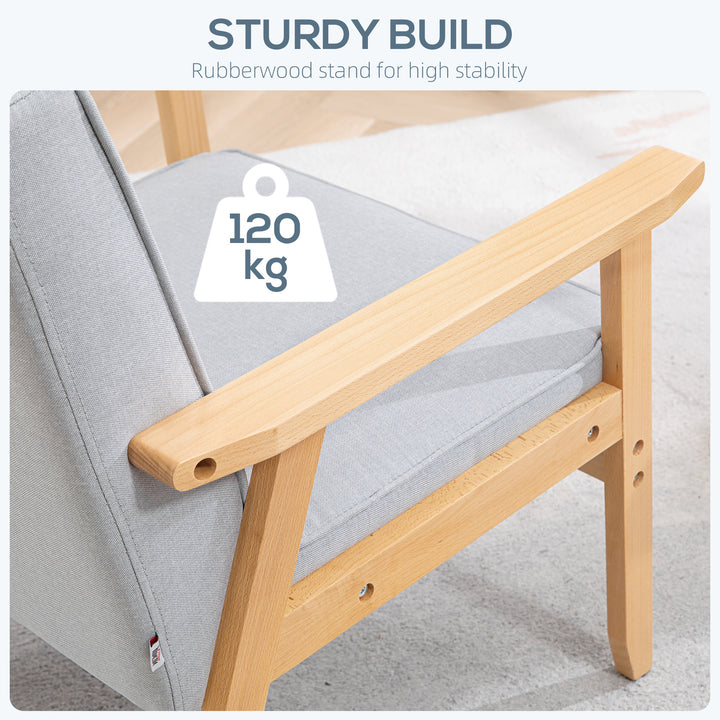 HOMCOM Mid-Century Accent Chair Modern Fabric Upholstered Tufted Back Lounge Sofa Seat - Grey