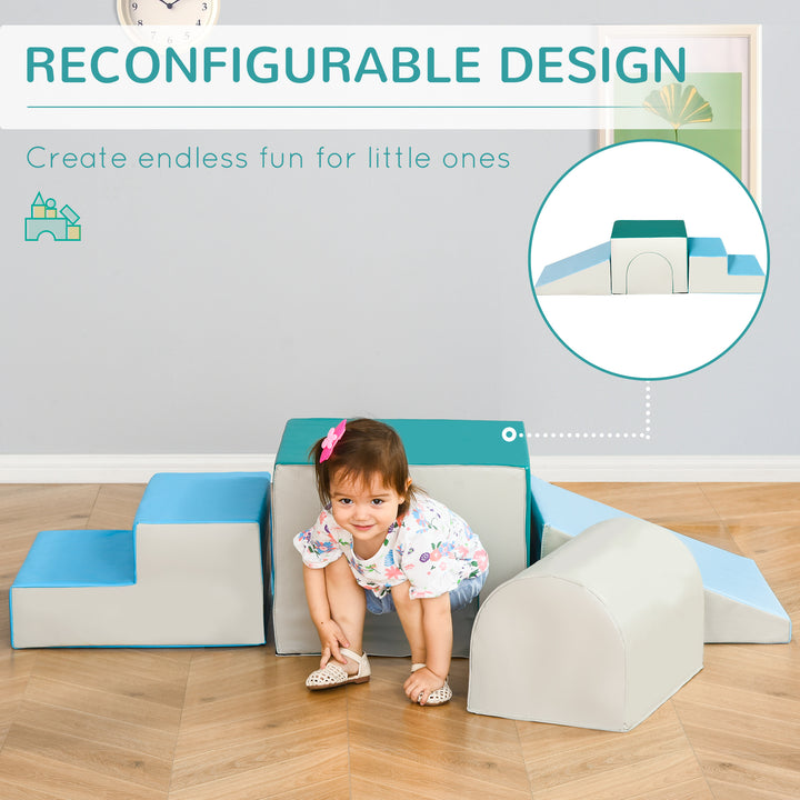 Qaba Foam Climbing Blocks for Toddlers, Kids Modular Play Set for Baby Children, Soft Play Equipment for Crawling Sliding, Easy-to-clean Safe DIY Creative, Multicolor