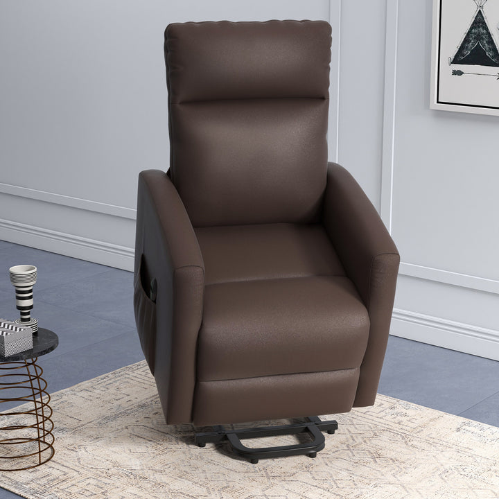 HOMCOM Power Lift Recliner Chair with Remote Control Side Pocket for Living Room Home Office Study Black
