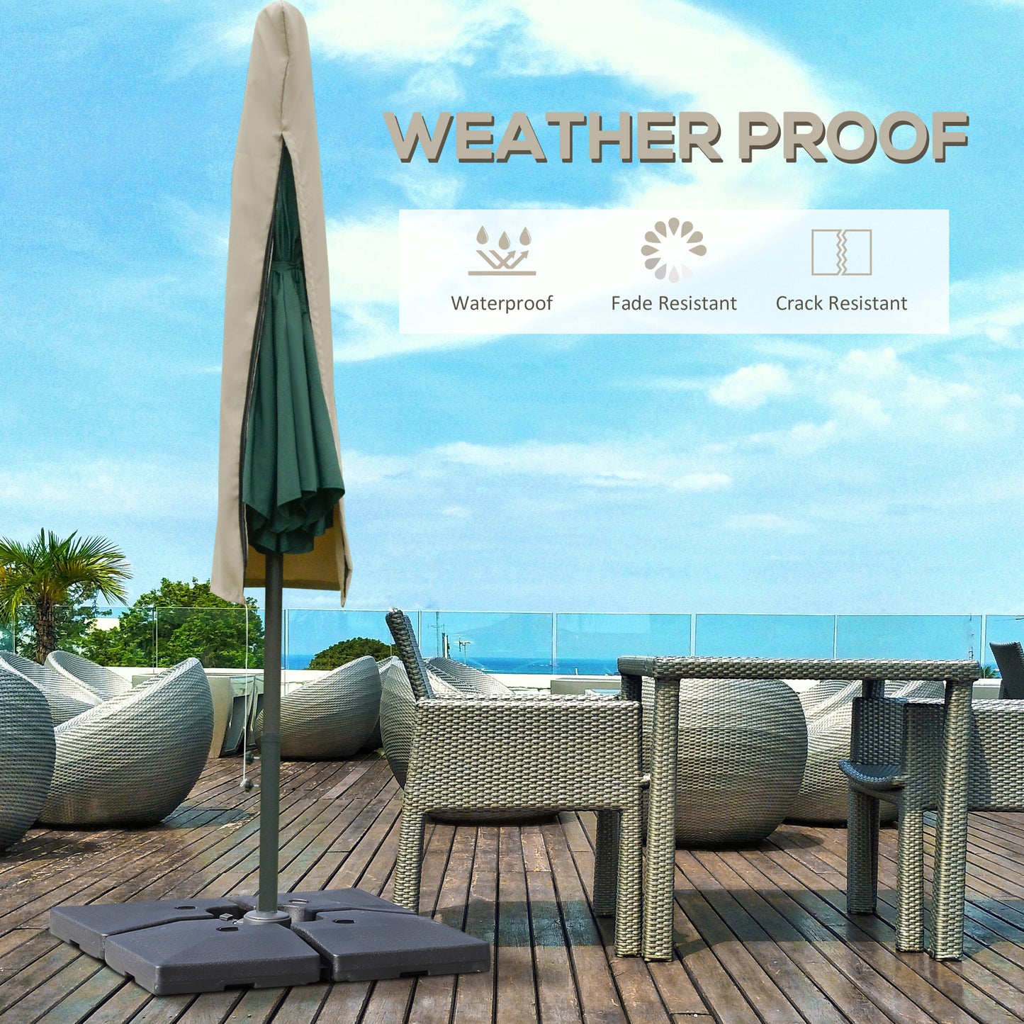 Outsunny Garden Parasol Cover, Outdoor Cantilever Umbrella Cover with Zipper, Khaki