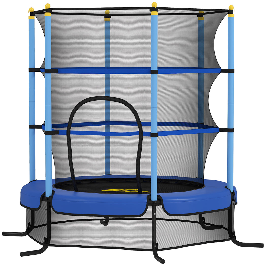 Qaba Kids Trampoline with Safety Enclosure Net and Safety Pad, Indoor Outdoor for Age 3-10 Years Old, Multi-coloured