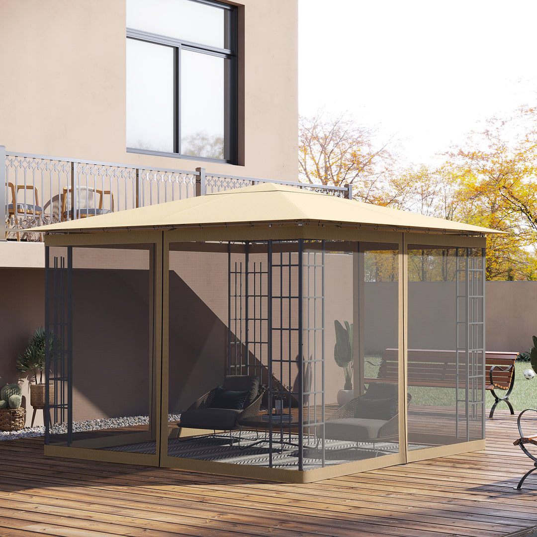 Outsunny Gazebo Replacement Mosquito Netting 10' x 10' Black Screen Walls for Canopy with Zippers for Parties and Outdoor Activities