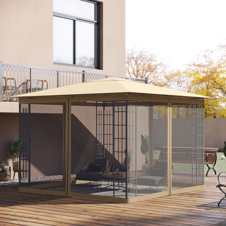 Outsunny Gazebo Replacement Mosquito Netting 10' x 10' Black Screen Walls for Canopy with Zippers for Parties and Outdoor Activities