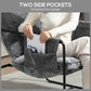 HOMCOM Modern Accent Chair, Upholstered Armchair with Side Pockets and Steel Frame, Comfy Reading Chair for Bedroom, Grey