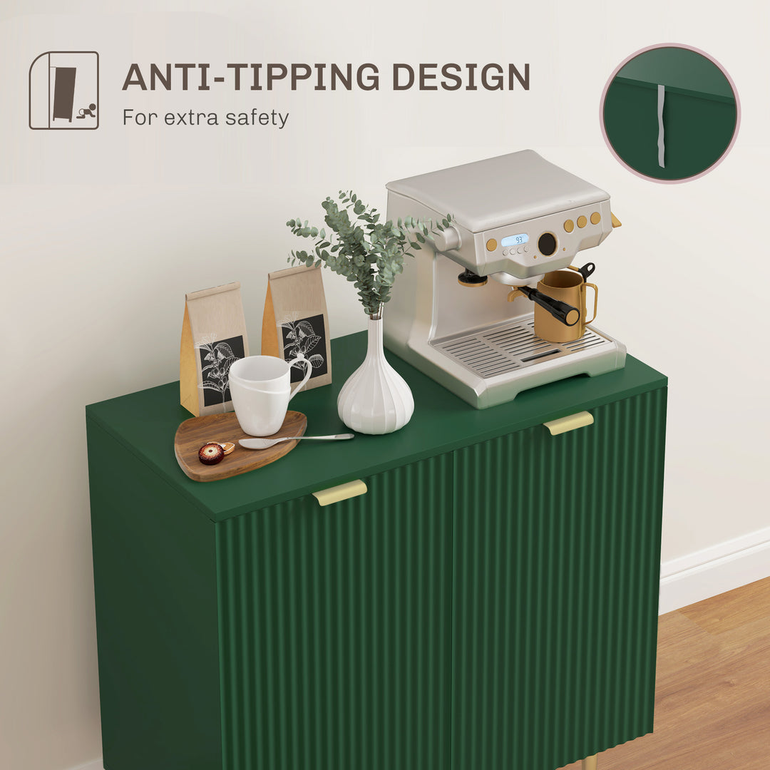 HOMCOM Modern Kitchen Storage Cabinet, Sideboard Buffet Cabinet with Adjustable Shelves and Metal Legs for Kitchen, Black