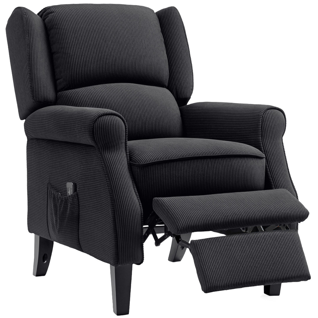 HOMCOM Push Back Recliner Chair, Vibration Massage Recliner for Living Room with Extendable Footrest, Remote, Pocket, Black