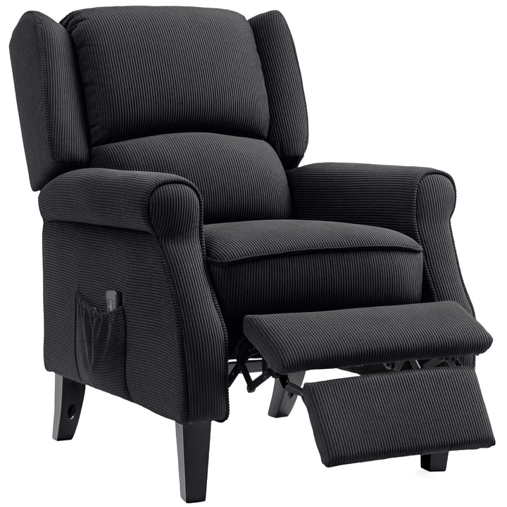 HOMCOM Push Back Recliner Chair, Vibration Massage Recliner for Living Room with Extendable Footrest, Remote, Pocket, Black