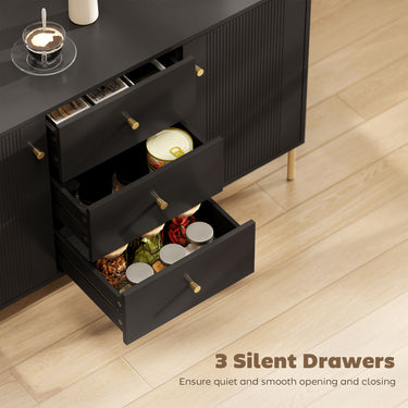 HOMCOM Buffet Cabinet, Modern Sideboard with 3 Soft-Close Drawers and 2 Adjustable Shelves for Living Room, Kitchen, Black